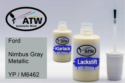 Ford, Nimbus Gray Metallic, YP / M6462: 20ml Lackstift + 20ml Klarlack - Set, von ATW Autoteile West.